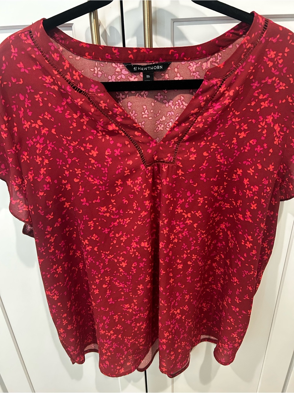 41 Hawthorn London Mixed Media Blouse in Burgundy